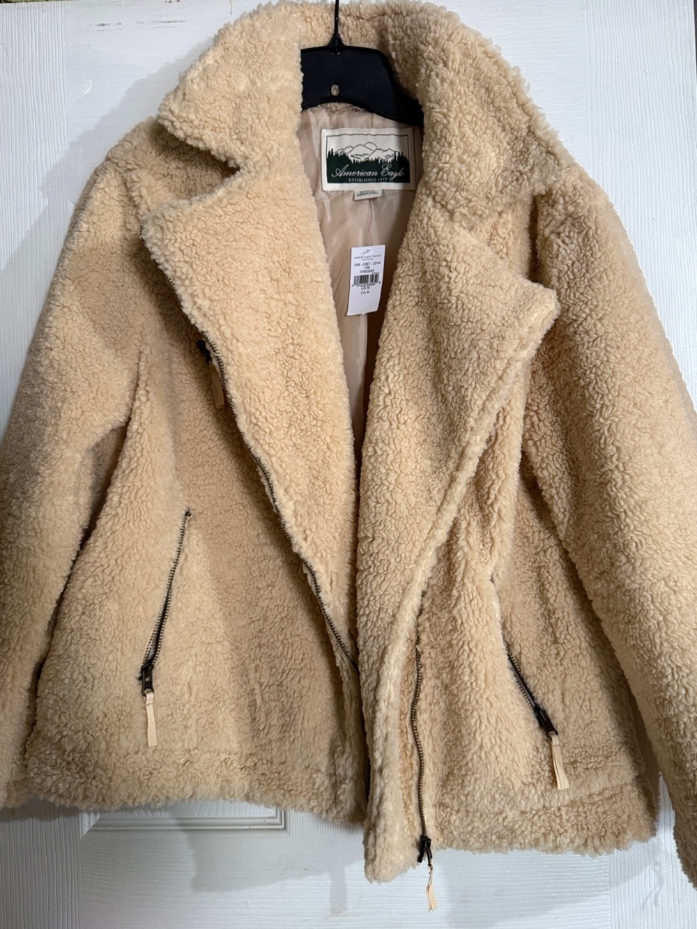 American Eagle Outfitters Beige Teddy Sherpa Zip Jacket